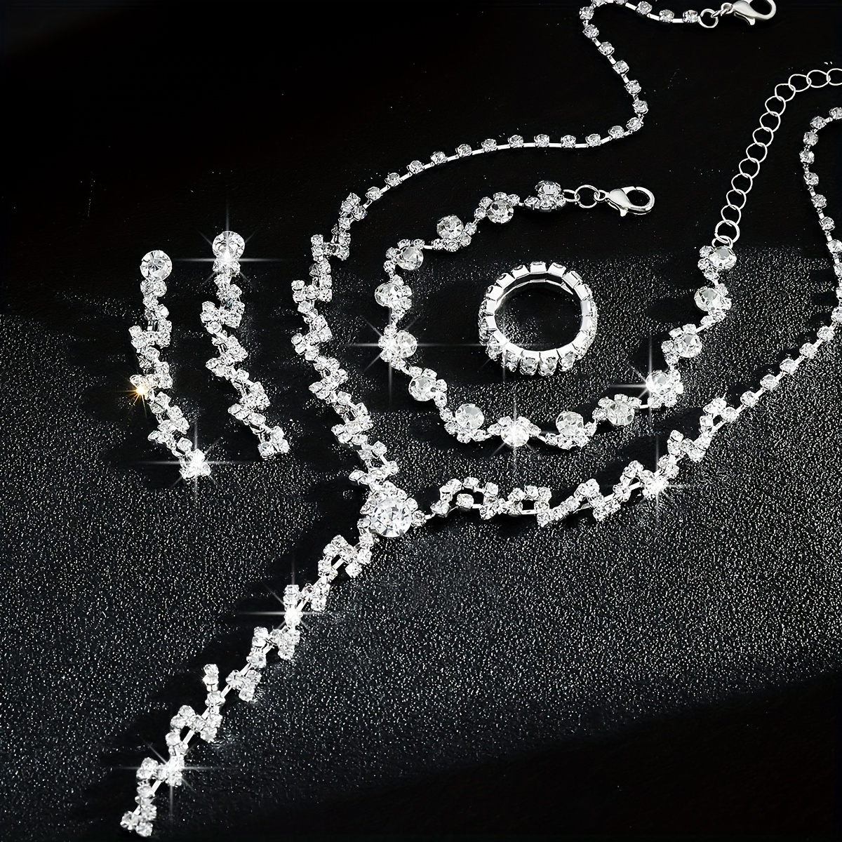 Rhinestone Twist Jewelry Set for Weddings
